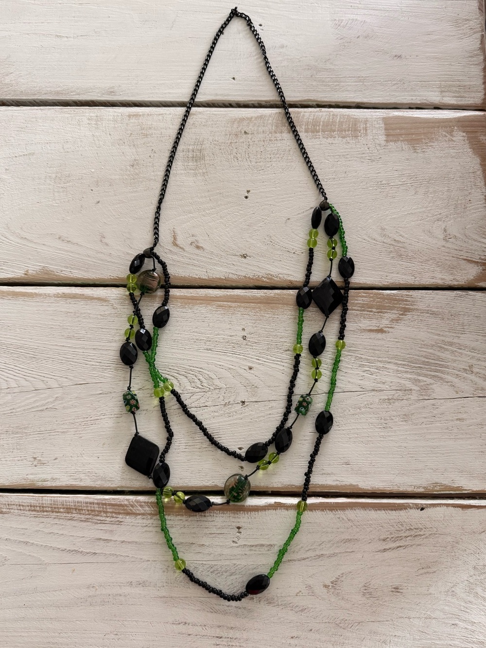 Layered Tassel & Bead Necklace Set - Red, Cream, Green, Brown, Gold (Mud Pie) - Picture 3 of 12